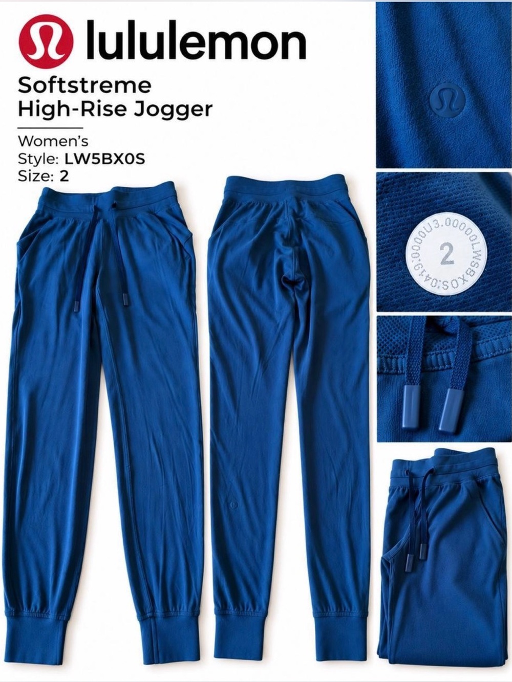 Lululemon Softstreme High-Rise Jogger Women’s Size 2 Blue LW5BX0S